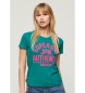 Superdry T-shirt aderente con stampa a sbuffo verde