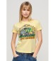 Superdry Tight fitting neon graphic T-shirt Motor yellow