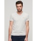 Superdry T-shirt Essential grijs met V-hals van biologisch katoen