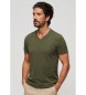 Superdry T-shirt à col V en coton biologique Vert essentiel