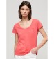 Superdry T-shirt Studios color corallo con scollo ampio e girocollo