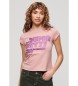 Superdry T-shirt com logótipo rosa retro brilhante