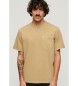 Superdry T-shirt med kontrastsyninger og brun lomme