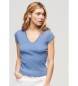 Superdry T-shirt blu atletica essenziale con finiture in pizzo