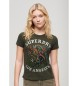 Superdry T-Shirt mit Strasssteinen und grünem Tattoo-Muster