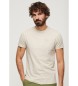 Superdry Beżowa koszulka z bawełny organicznej