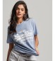 Superdry T-shirt en coton biologique avec logo Vintage Scripted Coll bleu