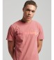 Superdry T-shirt rosa in cotone organico con logo Shadow Logo Vintage