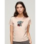 Superdry T-shirt with pink tattoo motif embroidery