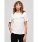 Superdry T-shirt bianca con logo arcobaleno