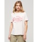 Superdry T-shirt con logo rosa metallizzato