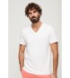 Superdry T-shirt flamejada com decote em V, branca