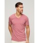 Superdry T-shirt fiammata rosa con scollo a V