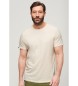 Superdry T-shirt beige a maniche corte con collo tondo fiammato