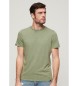 Superdry Geflammtes Kurzarm-T-Shirt mit grünem Rundkragen