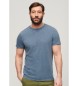 Superdry Gevlamd T-shirt met korte mouwen en blauwe ronde halslijn
