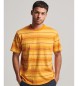 Superdry Randig T-shirt med vintagestruktur i gul ekologisk bomull