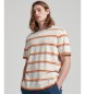 Superdry Camiseta de rayas con textura vintage de algodón orgánico beige