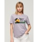 Superdry T-shirt a righe dalla vestibilità comoda lilla per esterni