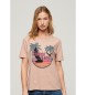 Superdry T-shirt w paski o luźnym kroju Outdoor różowy