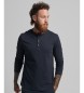 Superdry T-shirt Studios in cotone organico fiammato blu navy con colletto da panettiere