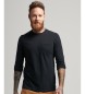 Superdry Langærmet sort strik-T-shirt med flammet strikstof