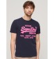 Superdry T-shirt fluorescente con logo vintage navy