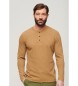 Superdry Brown long-sleeved baker's collar T-shirt with long sleeves