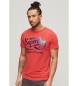 Superdry Workwear rdeča kovinska majica z grafičnim vzorcem