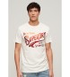 Superdry T-shirt z metaliczną grafiką w kolorze białym