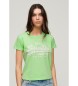 Superdry T-shirt gráfica verde néon de corte justo com estampado néon