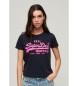 Superdry Czarny t-shirt slim fit z neonową grafiką