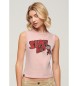 Superdry T-shirt aderente decorata in stile retrò rosa
