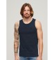 Superdry T-shirt sem mangas de algodão com textura azul-marinho