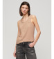 Superdry Sleeveless t-shirt with wide round neckline taupe