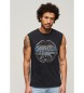 Superdry Grafisk rock t-shirt uden ærmer, sort