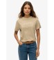 Superdry Square-cut loose T-shirt with beige embroidered Core logo