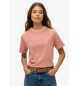 Superdry Square cut loose T-shirt with pink embroidered Core logo