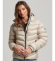 Superdry Fuji beige hooded quilted jacket with hood