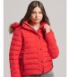 Superdry Short Hooded Quilted Jacket red