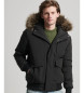 Superdry Everest black quilted hooded bomber jacket with hood