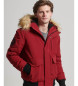 Superdry Everest quilted hooded bomber jacket red