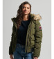 Superdry Everest green hooded quilted bomber jacket with hood