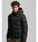 Superdry Microfibre quilted hooded jacket Sports black