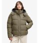 Superdry Braune Premium-Steppjacke mit Karomuster und Kapuze