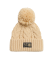 Superdry Gorro de punto trenzado grueso beige