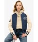 Superdry Blouson bombardier en tricot à motif College Script, bleu marine