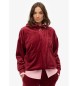 Superdry Country Club Velour Ziphood czerwony