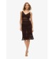 Superdry Vestido midi de croch castanho com borlas
