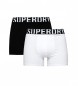 Superdry Dos calzoncillos bóxer de algodón orgánico con doble logotipo negro, blanco